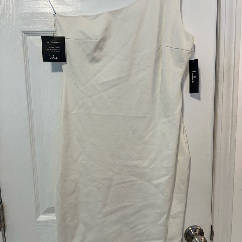 White One-Shoulder Dress by Lulu's